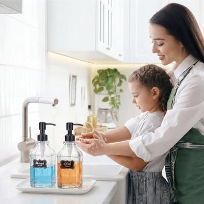 JASAI 2Pack Glass Soap Dispenser with Black Rust Proof Pump, Refillable Dish Soap Dispenser with for Kitchen and Bathroom. - color: 2 Pack Matteblack