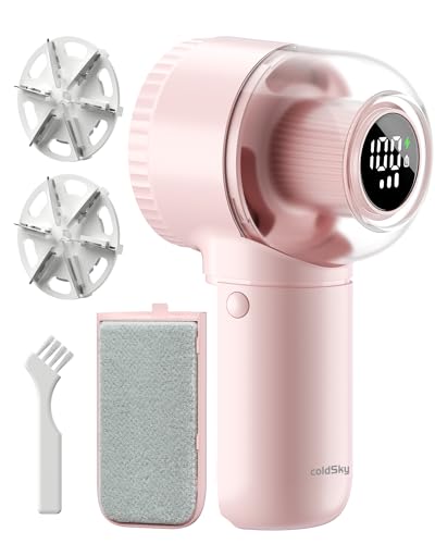 Fabric Shaver, 𝟮 𝗶𝗻 𝟭 Rechargeable Lint Remover with Brush, Large Sweater Shaver with Digital Display, 3 Speeds Lint Shaver, 6-Leaf Blades Lint Remover for Clothes, Sofa, Bedding, Pink - color: Pink