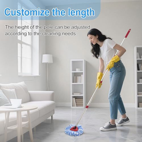 Mop Handle for Ocedar, Mop Handle for O Cedar, Spin Mop Replacement Handle for O Cedar, 4-Section Spin Mop Handles and Base for Ocedar, 30" to 58" Mop Stick Pole Handle and Base for Ocedar Spin Mop - size: Mop Handle with 2 Tank Base