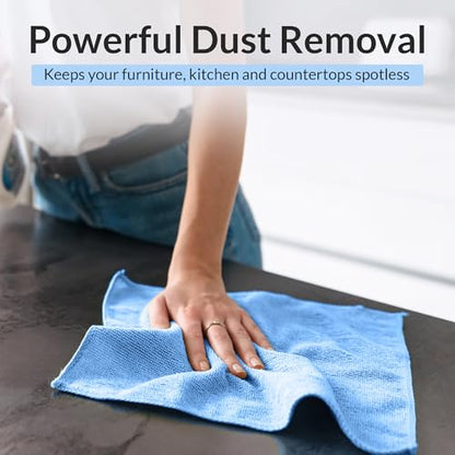 Blue Microfiber Towels (Value Pack of 36) Size 16x16 Inches - Highly Absorbent Cleaning Rags, Lint Free Towels, Reusable and Washable, Microfiber Cleaning Cloths - color: Blue