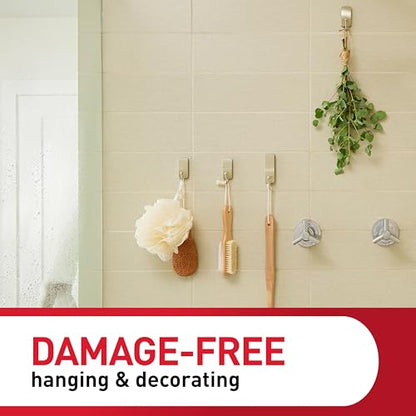 Command Small Bath Hook, Holds up to 1 lb, 1 Satin Nickel Shower Hook with 2 Water Resistant Strips, Damage-Free Bathroom Organization - color: Satin Nickel, size: 1 Pack