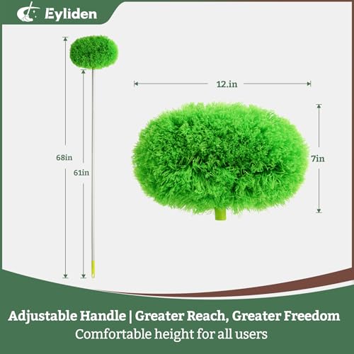 Eyliden 68" Adjustable Ceiling Fan Duster - 360° Dual-Sided Microfiber | 0.75 lbs Ultra-Lightweight, Ladderless High Ceiling Cleaning, Reusable Multi-Surface Dust Tool for Fans Walls Blinds