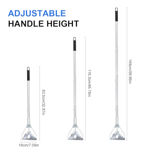 Mop Handle Commercial Heavy Duty - 57 Inch Industrial Metal Clamp Mop Stick Replacement for Floor Cleaning - Professional Mops Head Replacement Holder - color: Black 1 - Metal Clamp
