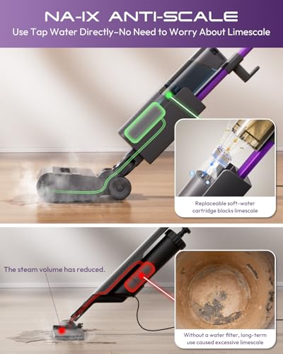 Steam Mop for Floor Cleaning, Lightweight 4-in-1 Steam Cleaner with Fast Heating & Self-Cleaning, Electric Mop for Home with 19.6ft Cord, 180° Lie Flat & LED Headlights for Sealed Hard Floors