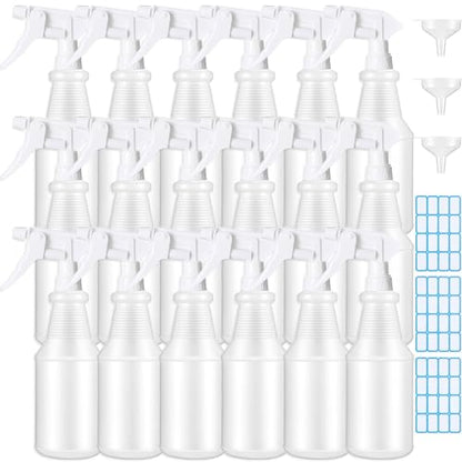 Yinder 18 Pcs 16 Oz Plastic Spray Bottle Bulk Empty Refillable Spray Bottles for Cleaning Solution Leak Proof Water Sprayer with Adjustable Nozzle Mist/Stream Mode(White) - color: White