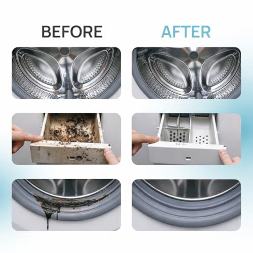 8-Piece Washing Machine Cleaning Brush Set, Dryer Vent Cleaner Kit, Front Load Washer Gasket Cleaner Brush, Crevice Gap Brush for Sink, Grout, Tile & Bathroom, Long Handle Household Cleaning Tools