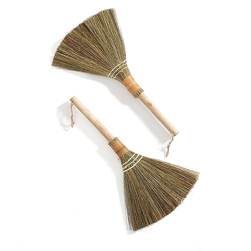 Set of 2 Vietnamese Soft Bristle Brooms, Asian Straw Broom for Kid, Decorative Broom 16.54 inch - style: 16.5in
