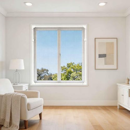 Magnetic Window Screen DIY Adjustable Window Mesh Screen Replacement Window Net Fits up to 48"x 44" White Frames with Fiberglass Mesh - size: 48"X 44"