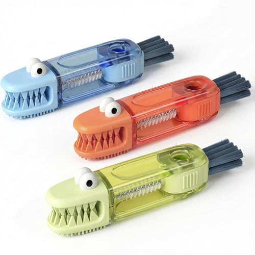 3 in 1 Cup Lid Cleaning Brush, 360° Rotating Bottle Brush for Water Bottles, Multifunctional Crevice Cleaner for Tumblers Kitchen (Crocodile) - color: Crocodile