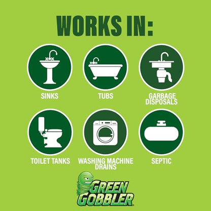 Green Gobbler Drain Cleaner and Deodorizer Sticks with Enzymes - Maintain a Clean Drain, Safe for Pipes and Septic Tanks, Use Monthly - 12 Pack - size: 12 Pac