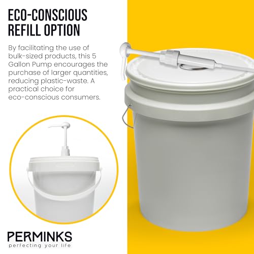 5 Gallon Pump Dispenser - Pump for 5 Gallon Bucket, Jug, Bottle, Large Container - Great for Shampoo & Conditioner, Laundry Detergent, Snow Cone Syrup, Bleach Liquid, Oil & More (Pack of 1) - size: 1 Count (Pack of 1)