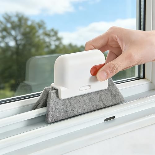 Window Track Cleaner Brush 2Pcs- 2In1 Window Sill Track Cleaner Tool, Crevice Cleaning Tool for Sliding Door Blinds Windows (Orange) - color: Orange