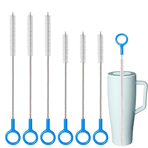 Heavy-Duty Straw Cleaner Brush Set - 6 Pack Reusable Long Handle Cleaner Brushes,Straw Brush for Deep Cleaning Baby Bottles,Metal/Glass/Silicone Straws, Tumblers & Stanley Cups.