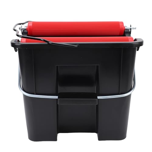 Alomejor Pedal Spin Mop Bucket, ABS and Metal Spin Mop Bucket System 14L Foot Press Wringer, Side Clamp Water Removal, Compact Floor Cleaning for Home Marine Boat
