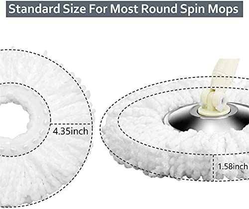 6 Pack Mop Heads Replacements Washable Microfiber Spin Mop Refill Cleaning Supplies for Home, Office, Industrial and Commercial Use,Compatible with Hurricane,Mopnado Spin Mop