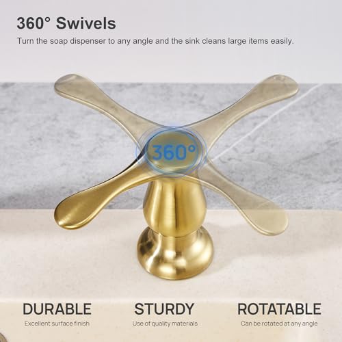 GAGALIFE Kitchen Sink Soap Dispenser Gold, Built in Soap Dispenser with 17 OZ Bottle, Refill from The Top, Liquid Dispenser for Kitchen Sink - color: Gold, size: with Bottle