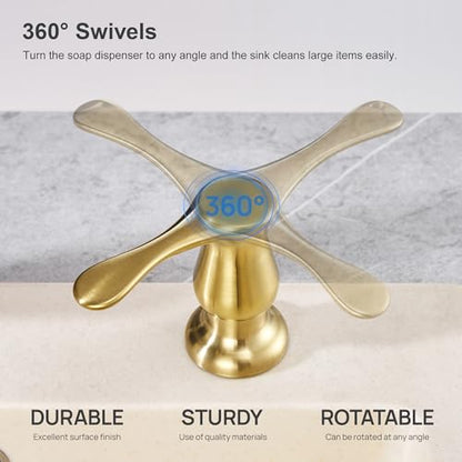 GAGALIFE Kitchen Sink Soap Dispenser Gold, Built in Soap Dispenser with 17 OZ Bottle, Refill from The Top, Liquid Dispenser for Kitchen Sink - color: Gold, size: with Bottle