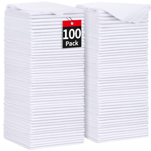 White Microfiber Cleaning Cloths, 100 Pack Shop Towels Rags, Bulk Absorbent Lint-Free Detailing Cleaning Rags Microfiber Towels for Car Mechanic Automotive Garage Housekeeping, 11.5"*11.5" - color: White, style: 100 Pack