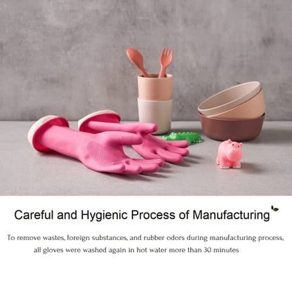 Myungjin (2 Pairs) Kids Reusable Multipurpose Waterproof Hand Protection Rubber Latex Gloves/Dishwashing, Cleaning, Painting