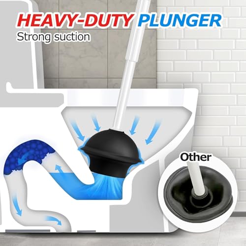 FORASTO 3Pack 2 in 1 Toilet Brush and Plunger Set, Extended Handle Plunger,Toilet Bowl Brush Plunger Set,Bathroom Cleaning Tools,Toilet Brush Plunger Combo,Cleaning Brush,Cleaning Supplies, White - color: Pearl White, size: 3Pack