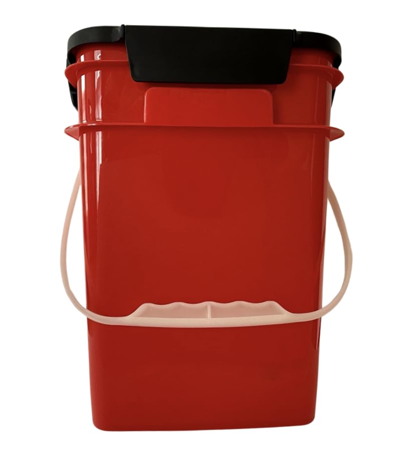 House Naturals 4 Gallon Square Food Grade Bucket Pail with Plastic Handles and Lid (Pack of 3) Made in USA containers (Blue/Red/White) - color: Blue/Red/White