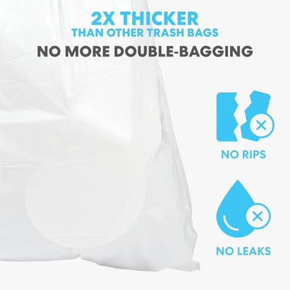 Simpli-Magic 13 Gallon Drawstring Trash Bags, Code B, 120 Pack – Tall Kitchen Garbage Bags, Custom Made with Premium Materials (White) - size: 120 Count (Pack of 1)