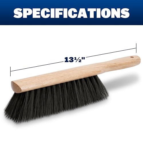 Marshalltown 13 1/2 Inch Beaver Tail Brush, Masonry Brush with Black Horsehair Fibers, Concrete Shop Brush for Masonry and Mortar Work, Assembled in USA, 6517