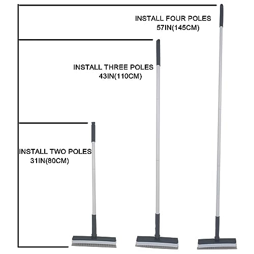 Stiff Bristles Broom,Tub Tile Broom Brush,Push Broom for Shower Cleaning,Patio, Kitchen,Garage,Indoor Outdoor Cleaning Brush,Stainless Steel Long Handle - color: Small Broom