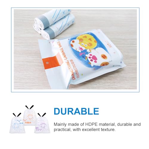 Thickened Drawstring Garbage Bags 69pcs 50x55cm Heavy Duty Trash Liners with Portable Rubbish Holder for Household Waste Bin Diameter ≤37cm