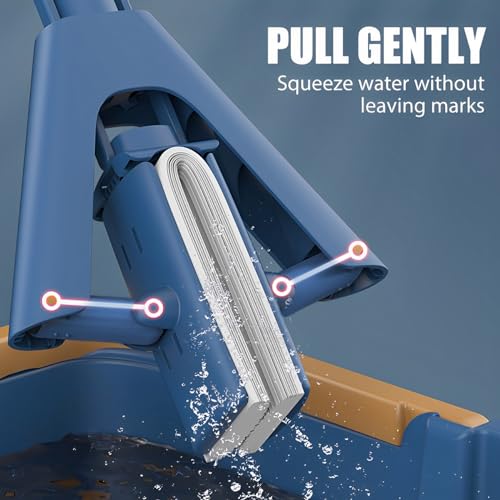 Sponge Mop Absorbent Roller Foam Mop with 50.39inch Extendable Handle and 2 Sponge Heads Self Wringing Mop Adjustable Cleaning Wet Mop for Hardwood Tile Kitchen Bathroom