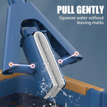 Sponge Mop Absorbent Roller Foam Mop with 50.39inch Extendable Handle and 2 Sponge Heads Self Wringing Mop Adjustable Cleaning Wet Mop for Hardwood Tile Kitchen Bathroom