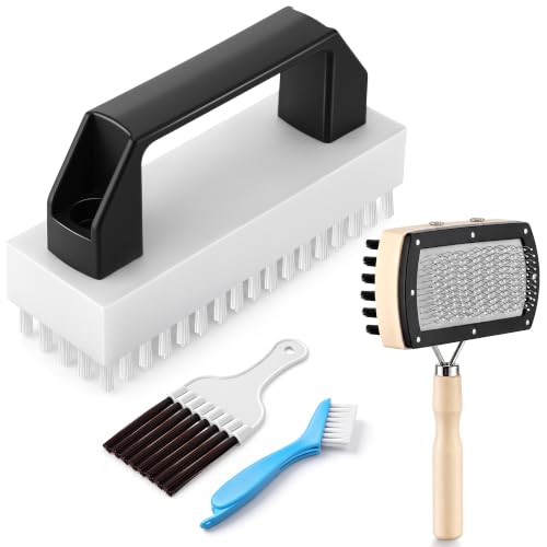 Enhon 4 PCS AC Fin Comb Straightener & AC Coil Cleaner Brush Kit, Double-Sided Coil Brush, Stiff Bristle Cleaner, Straightening Air Conditioner Fins, Condenser, Evaporator, HVAC and Refrigerator Coils