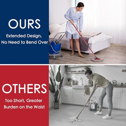 Spin Mop Handle Replacement Compatible with O Cedar Spin Mop and Bucket, 4-Section 30 to 58 Inchs Mop Replace Handle, Mop Stick for Floor Cleaning, Mop Head and Base not Include - size: 1pcs Mop Handle