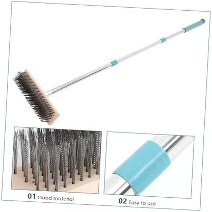 Zerodeko Hard Scrub Brush with Stainless Steel Handle Heavy Duty Patio and Concrete Cleaning Tool Stiff Bristles for Efficient Grime Removal