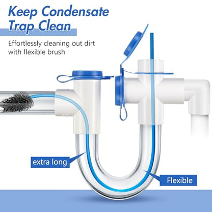 3 Pcs Condensate Trap Flexible Drain Brush, 48 Inch AC Drain Line Cleaning Brush for AC & HAVC Condensate P Trap, Blue - color: Blue, size: 48 Inch