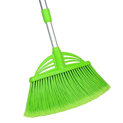 Three-Section Telescopic Aluminum Alloy Rod Long-Handled Broom - color: Green