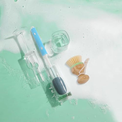 Garneck Dish Washing Brush Palm Scrubber with Handle Eco-Friendly Kitchen Cleaning Brush for Dishes Vegetables and Stubborn Stains