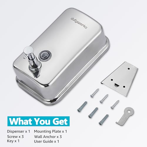 Stainless Steel Soap Dispenser - 800ml Large Capacity, Easy Wall Mount Installation, Soap Dispenser for Bathroom & Kitchen - Ideal for Commercial, Household, Office Use - size: 27.05 fl.oz./ 800ml