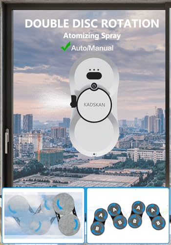 Window Cleaning Robot, Automatic Window Cleaner with Water Spray for Windows/Tiles/Class Door, Inside/Outside, 5600Pa Suction Power, 3.0 Path Planning, Remote Control