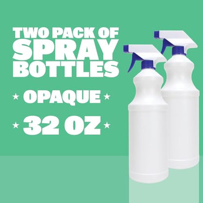 Spray Bottles (2 Pack, 32 Oz), Refillable Heavy Duty Spraying Bottle for Cleaning Solutions, Hair Spray, Gardening, Pets, Adjustable Nozzle Setting, Mist Water
