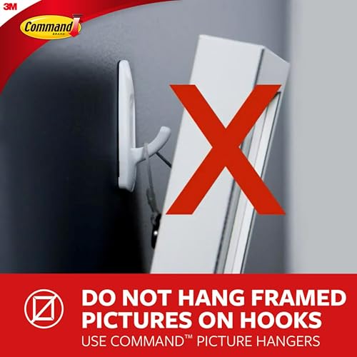 Command Indoor Terrace Hooks, 2 Hooks and 4 Strips, Damage-Free Hanging Wall Hook with Adhesive Strips, No Tools Great for Hanging, Organization and Storage, Holds up to 3 lb - size: Medium, style: Indoor Hooks