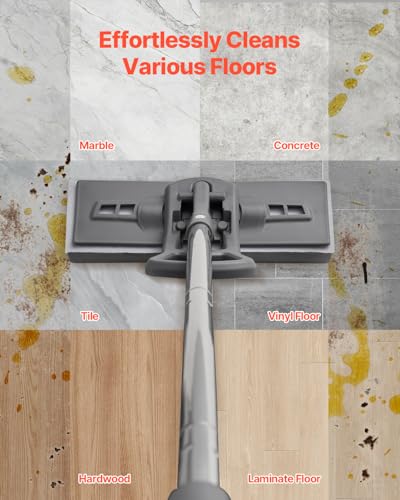 VEVOR Sponge Mop, High-Density PU Sponge Mop with 1 Pcs Sponge Mop Replacement, Easy to Squeeze Sponge Mop with Hook & Loop for Head Change, Fit for Various Floors’ Cleaning