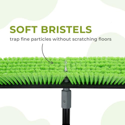 18” Indoor Shop and Garage Push Boom with Soft Bristles, Heavy Duty Brush Broom with 59” Long Handle for Commercial & Residental Floor Cleaning Sweeping