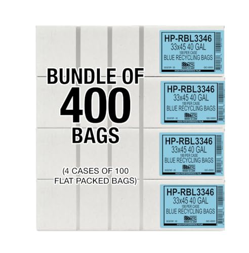 Aluf Plastics 40-45 Gallon 1.2 (Equivalent) MIL Blue Trash Garbage Recycling Bags - 33" x 46" - Pack of 400 - For Industrial, Home, Contractor - style: 42 Gal, 1.2 Mil Equiv, 400 Count