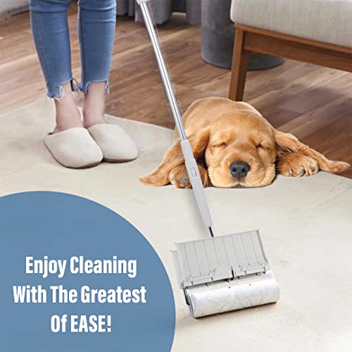 KN Flax Aegis Giant Pet & Home Lint Roller Pet Hair Large Lint Roller with Extendable Long Handle, 6.3” Width with 240 Adhesive Extra Sticky Sheets for Furniture Carpet Floor and Curtains