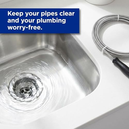 Metal Plumbers Snake for Drains, Sink, Pipe | 10 ft Small Thin Drain Snake Tool for Kitchen, Bathroom RV Toilet, AC Drain Line Unclogger