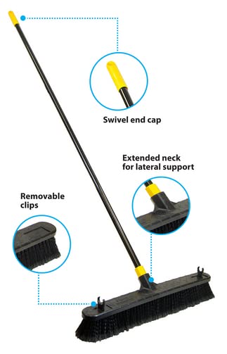 Quickie Bulldozer Smooth Surface Push Broom 24 inch, Black, Sweep and Clean Tile/Sealed Concrete/Other Hard Flooring, Indoor/Outdoor Use/Heavy Duty Cleaning (Pack of 5) - size: 24 Inch (Pack of 5), style: Smooth Surface