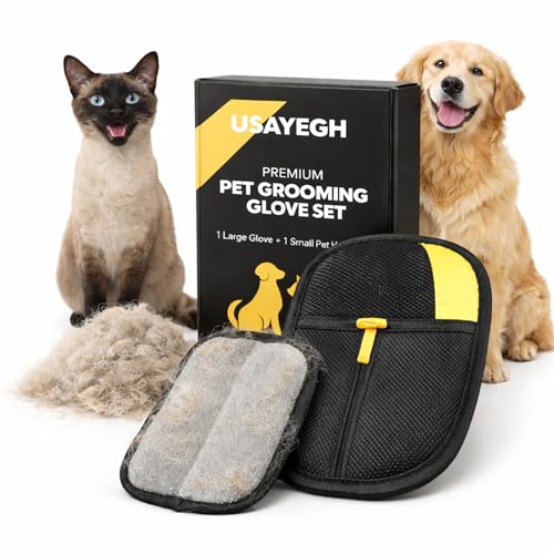 Pet Hair Remover Glove Set 2-Pack — Dog & Cat Grooming Glove, Pet Hair Remover for Furniture, Clothes & Car Seats, Reusable Lint Roller Alternative, Gift for Pet Owners