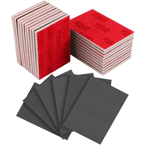 24 Pcs 3 x 4 Inch Sanding Sponge Set, 2000 Grit Abrasive Sanding Pads Soft Foam Hand Sander Block Wet Dry Sandpaper for Wood Metal Drywall Furniture Paint Polishing - size: 24pcs 2000 Grit, style: Aluminum