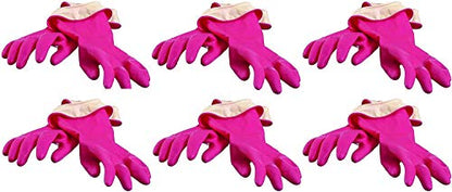 Casabella Premium Waterblock Cleaning Gloves - 6 Pair (12 Gloves) Pink - (Large) - size: Large (Pack of 12)